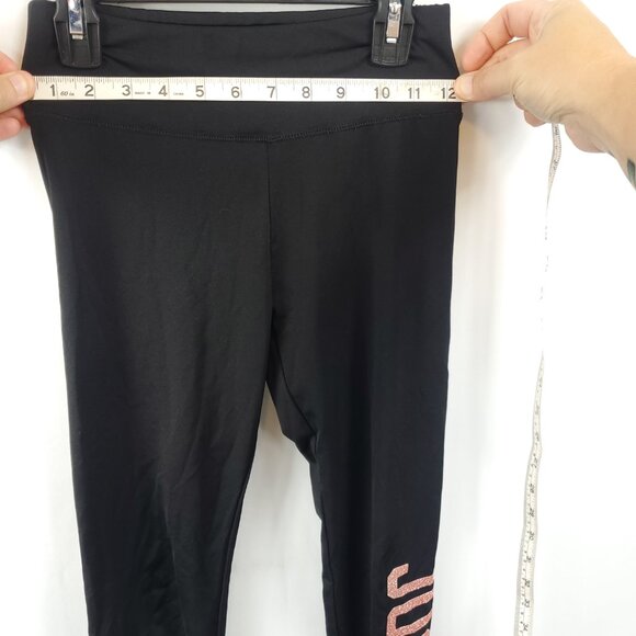 Justice Girls Sz 10 Black Leggings JUSTICE Pink Glitter Sparkle Logo Leg - Picture 7 of 9